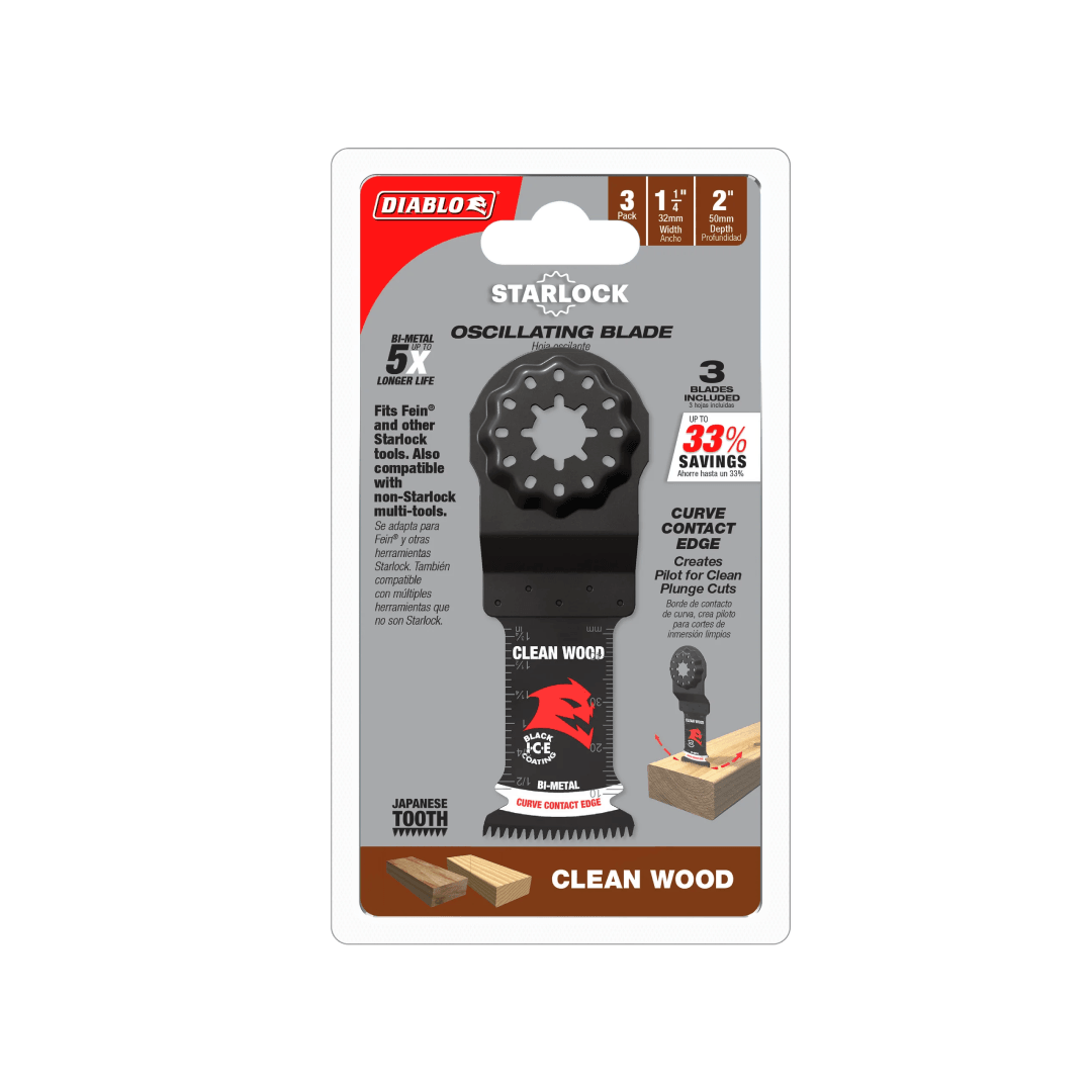 1-1/4 in. Starlock Bi-Metal Oscillating Blades for Clean Wood 3-Pack - TESCO Building Supplies