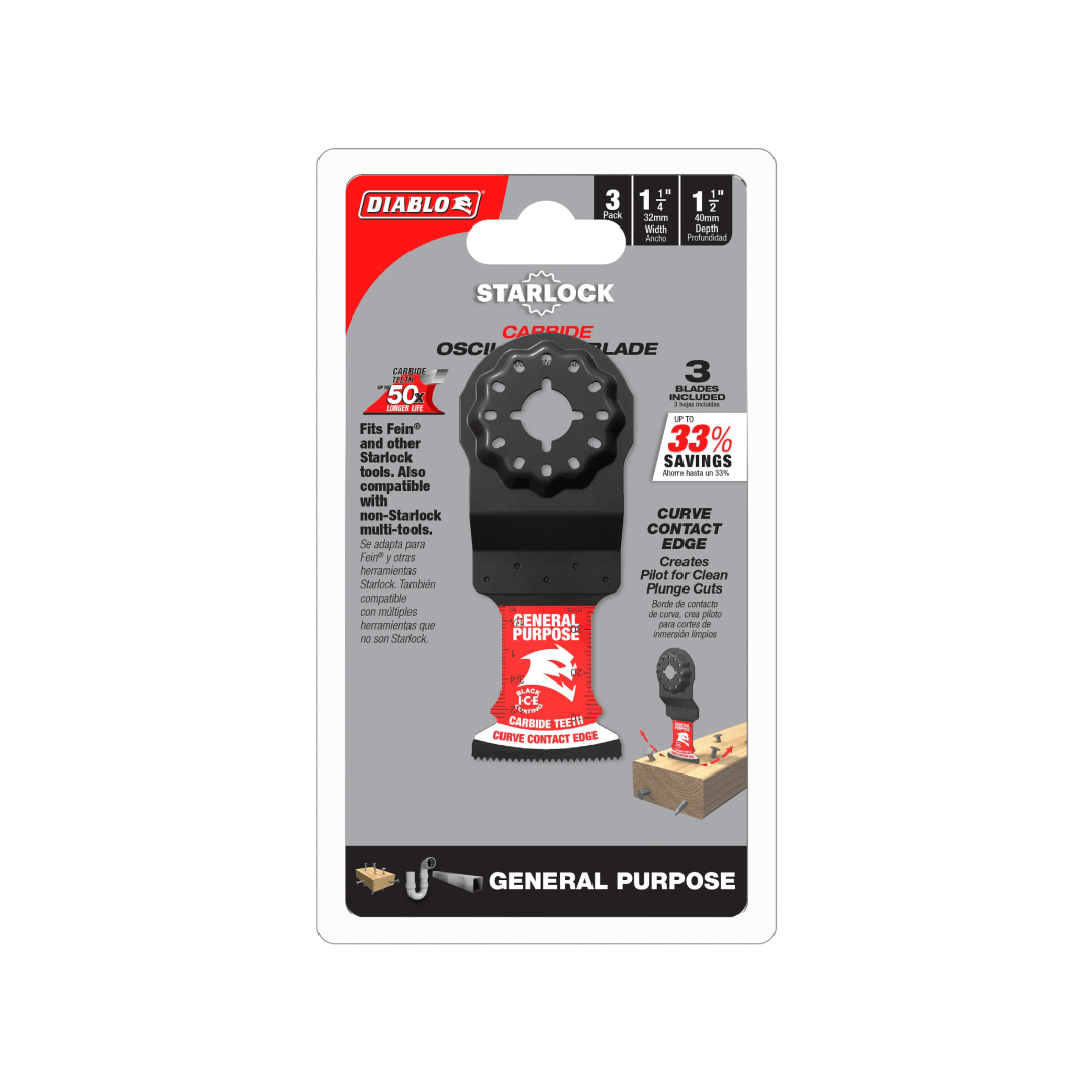 1-1/4 in. Starlock Carbide Oscillating Blades for General Purpose Cuts 3-Pack - TESCO Building Supplies