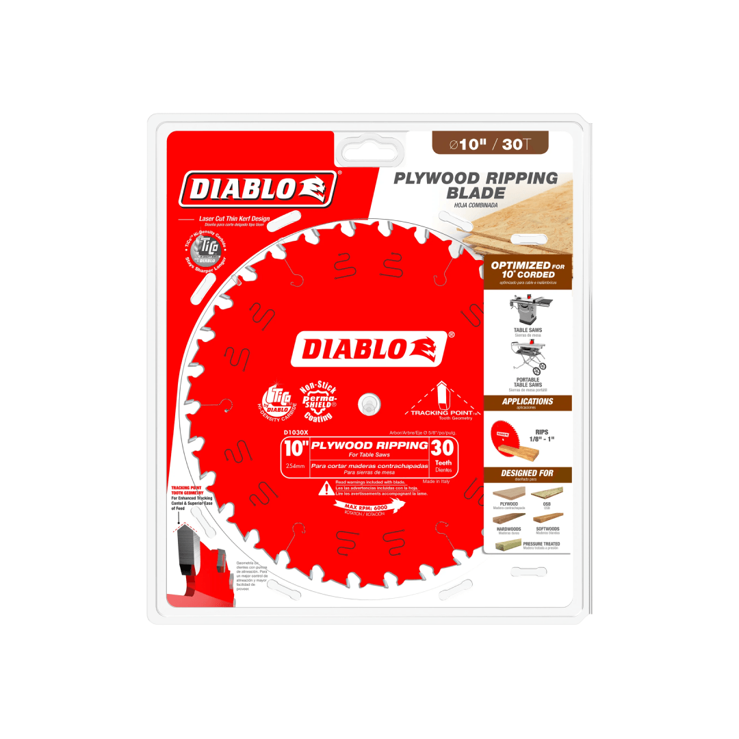 10 in. x 30 Tooth Plywood Ripping Blade - D1030X - TESCO Building Supplies
