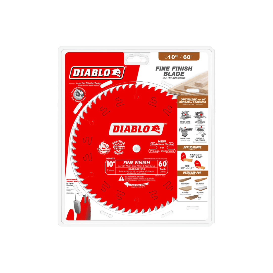 10 in. x 60 Tooth Fine Finish Saw Blade - D1060X - TESCO Building Supplies