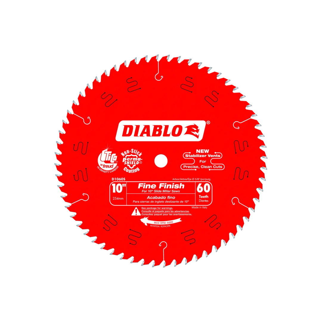 10 in. x 60 Tooth Fine Finish Slide Miter Saw Blade - D1060S - TESCO Building Supplies