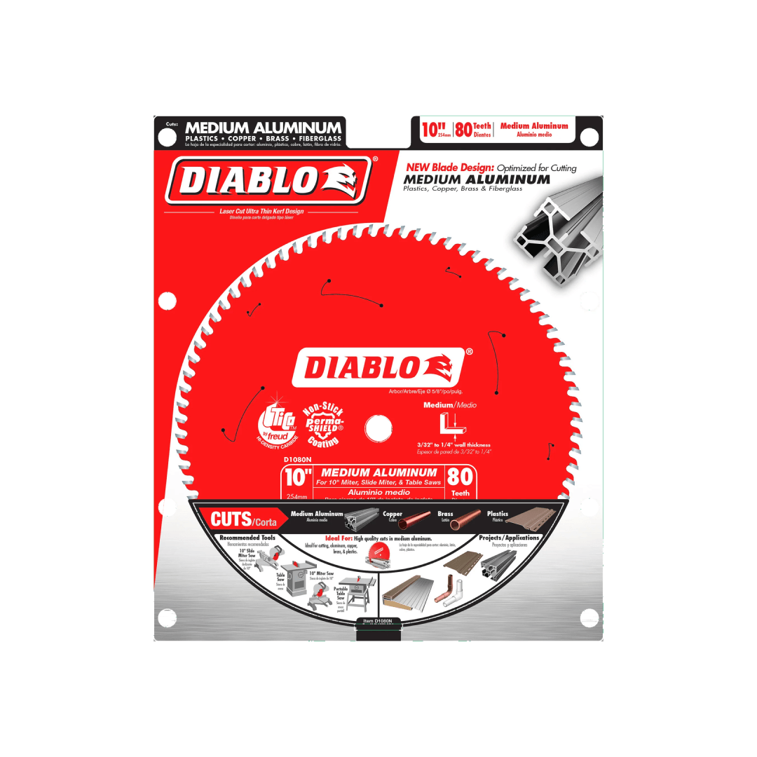 10 in. x 80 Tooth Medium Aluminum Saw Blade - D1080N - TESCO Building Supplies