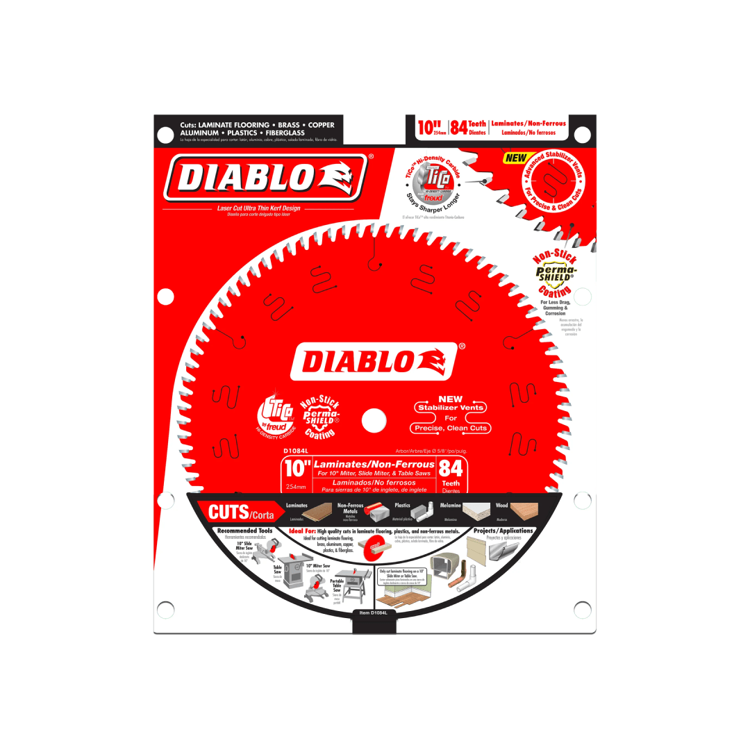 10 in. x 84-Teeth Laminates, Plastics & Non-Ferrous Metals Circular Saw Blade - D1084L - TESCO Building Supplies