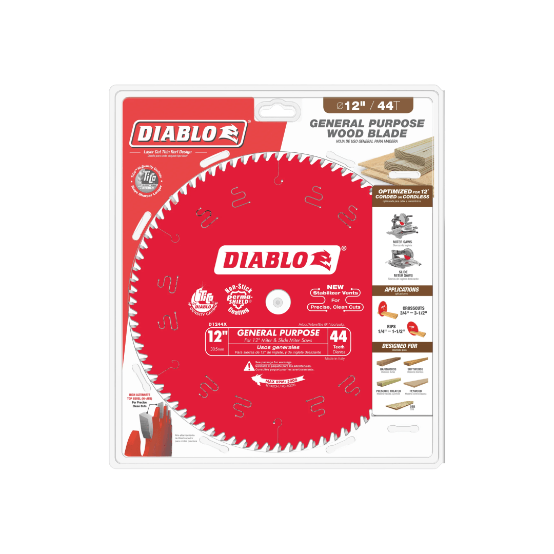12 in. x 44 Tooth General Purpose Wood Saw Blade - D1244X - TESCO Building Supplies