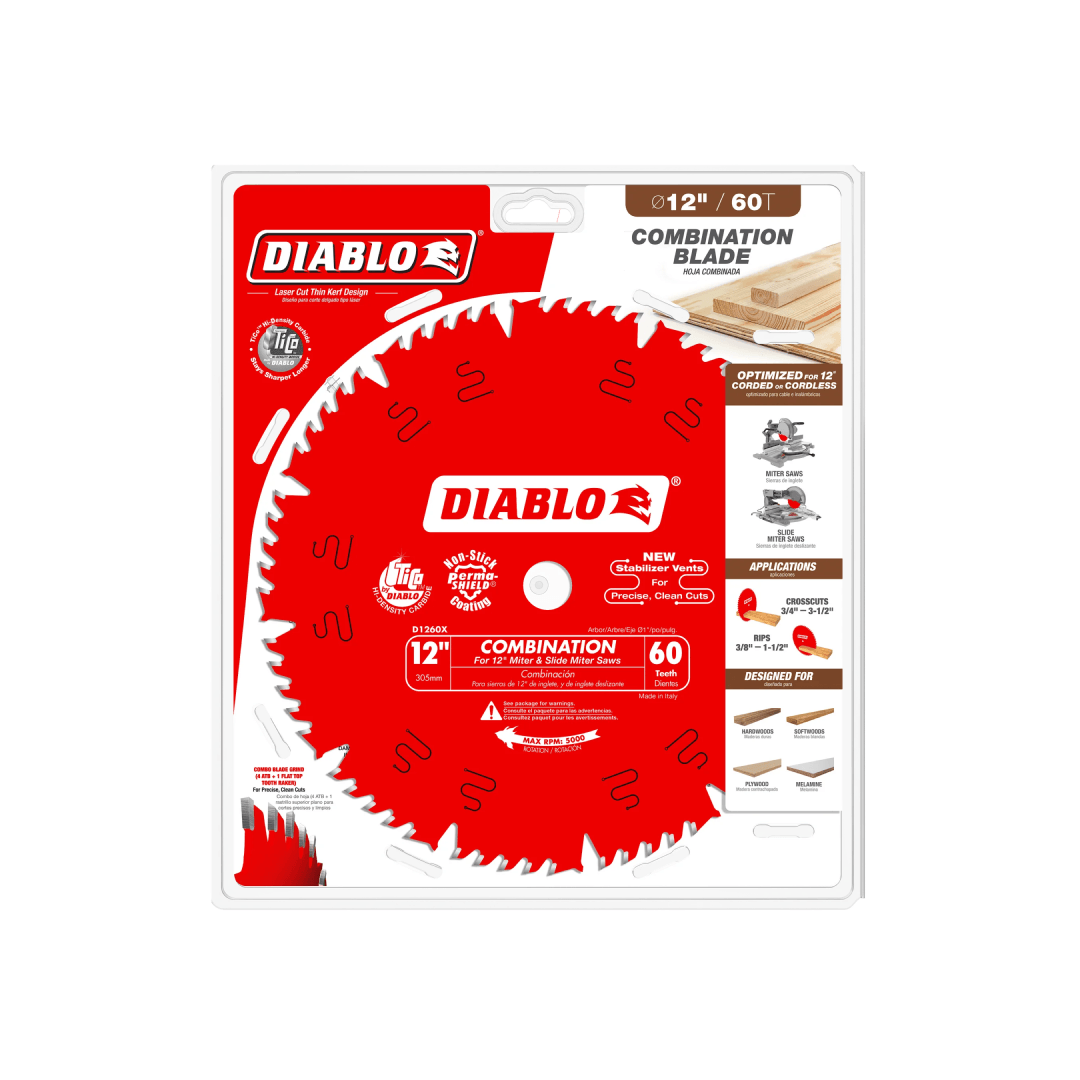 12 in. x 60 Tooth Combination Saw Blade - D1260X - TESCO Building Supplies