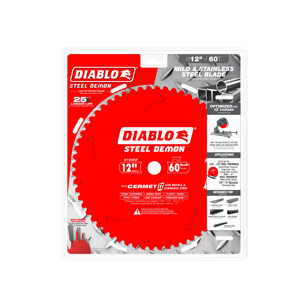 12 in. x 60 Tooth Steel Demon Cermet II Saw Blade for Metals and Stainless Steel - D1260CF - TESCO Building Supplies