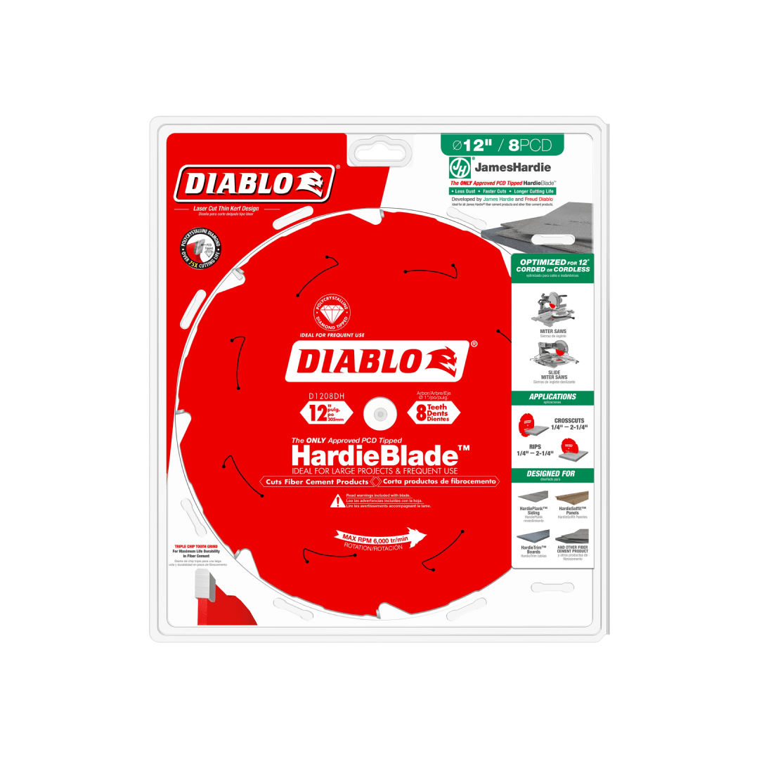 12 in. x 8 Tooth Fiber Cement HardieBlade D1208DHC TESCO