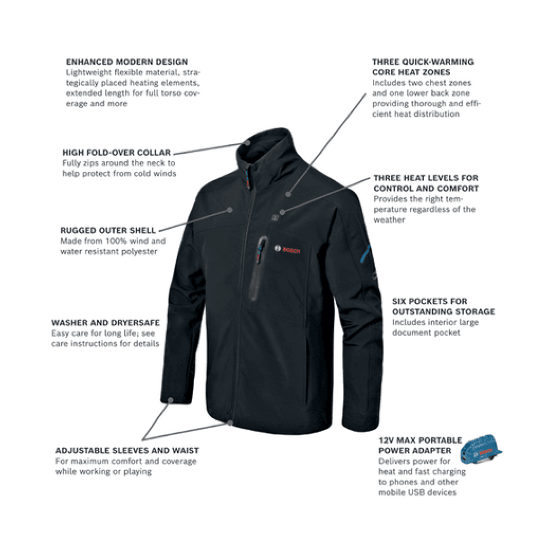 12V Max Heated Jacket Kit with Portable Power Adapter - TESCO Building Supplies