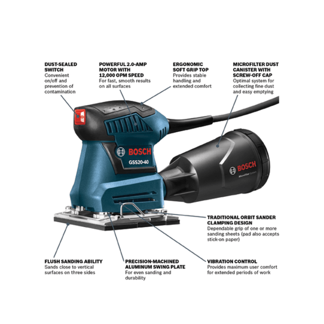 1/4-Sheet Orbital Finishing Sander - GSS20-40 - TESCO Building Supplies