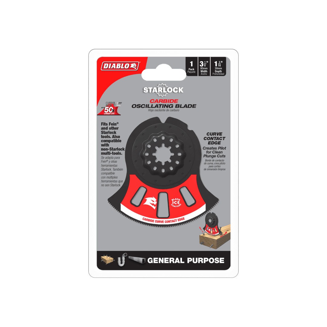 3-1/8 in. Starlock Carbide Oscillating Blade for General Purpose Cuts - TESCO Building Supplies