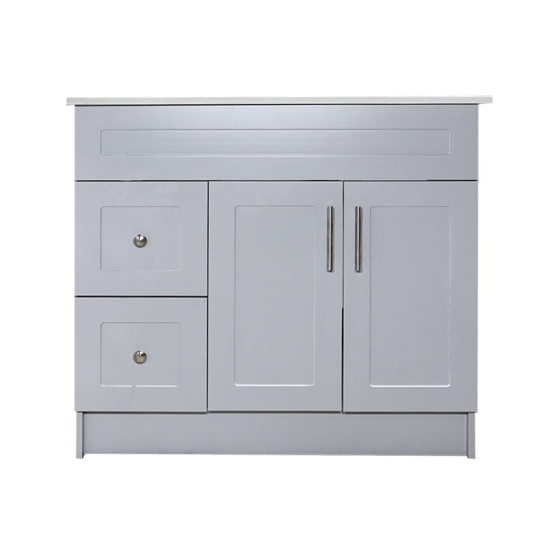 36" Grey MDF Vanity Base With 2 Drawer - TESCO Building Supplies