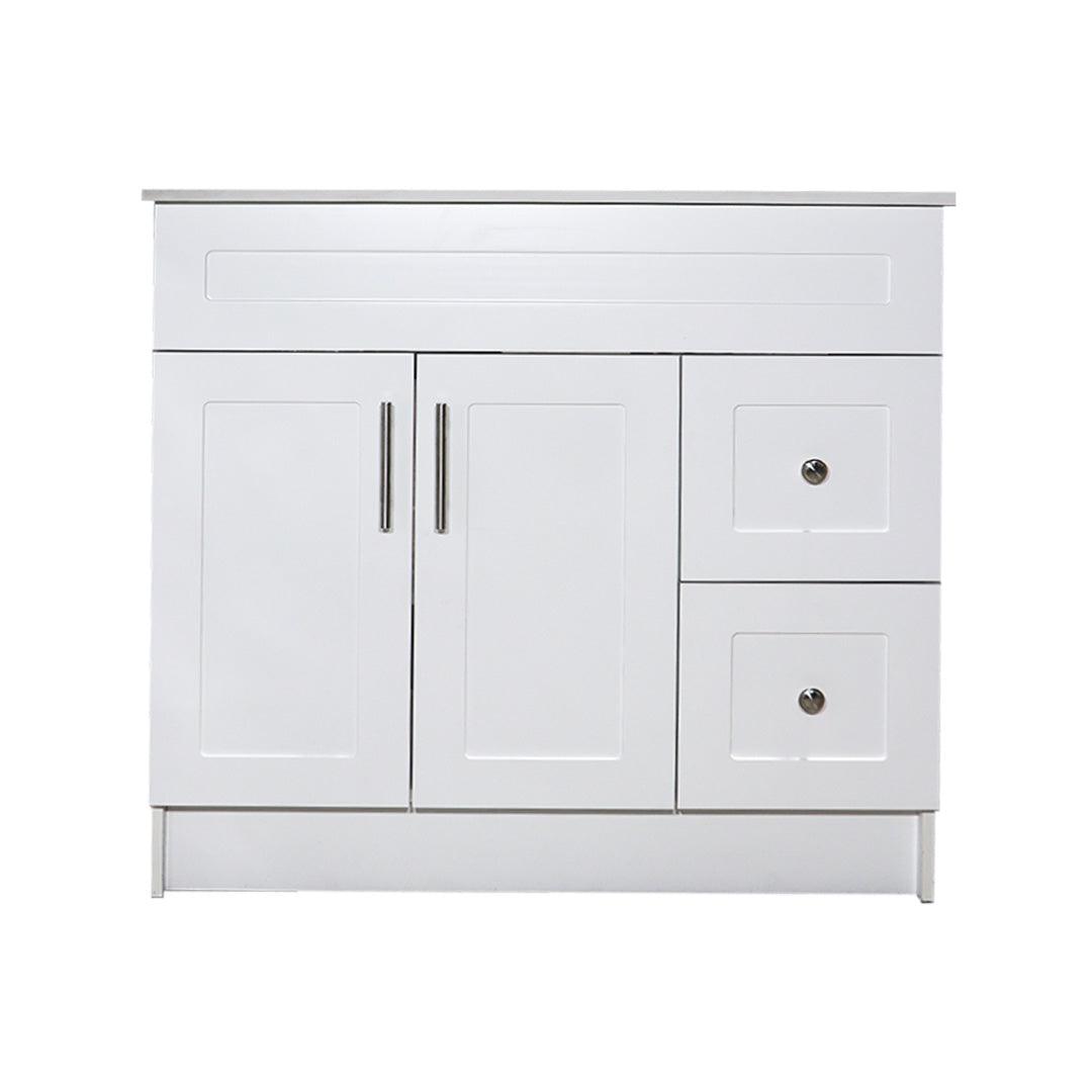 36" White MDF Vanity Base With 2 Drawer - TESCO Building Supplies
