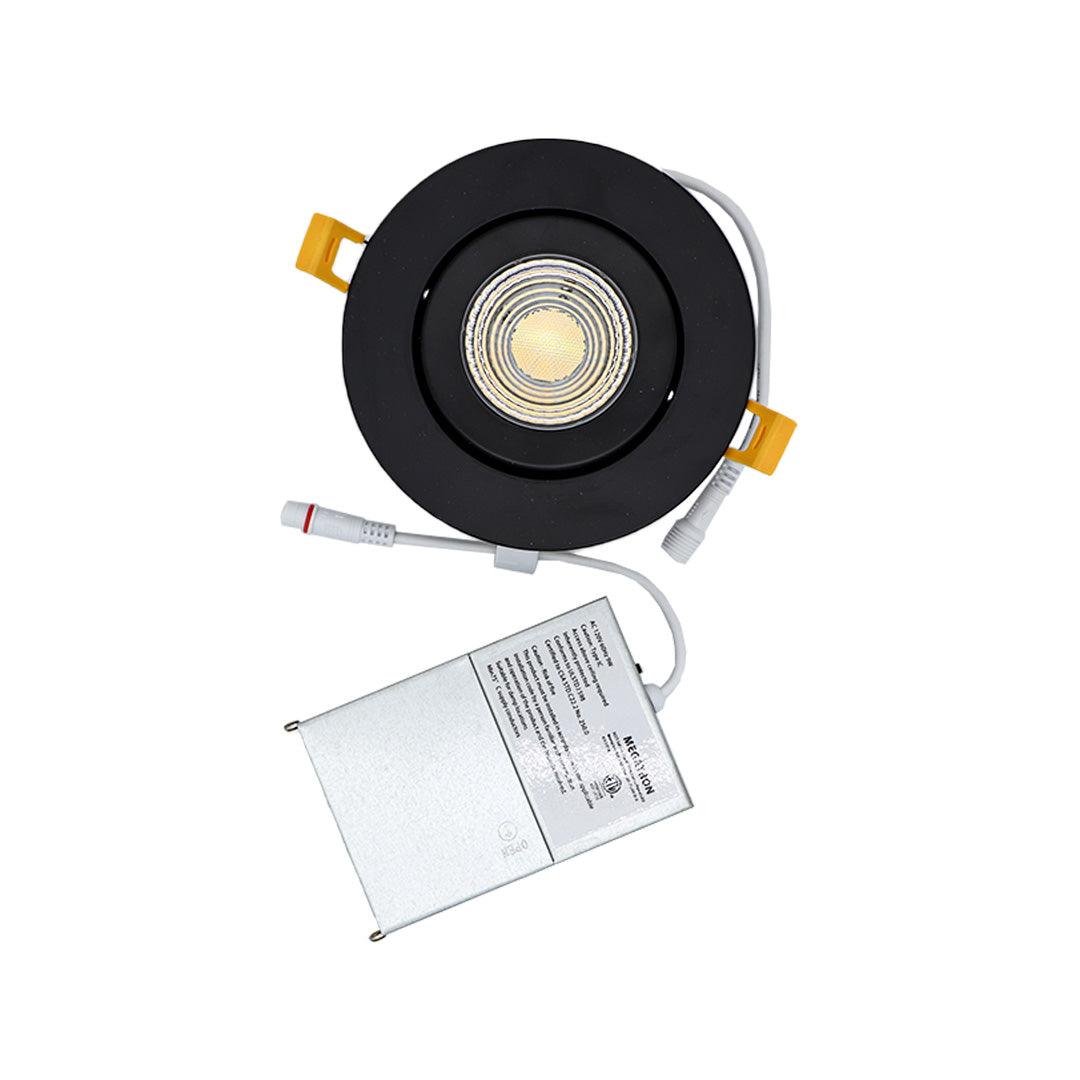 4" Gimbal Round Panel 3way CCT 3000k & 4000k & 5000k Adjustable Pot Light in Black - TESCO Building Supplies