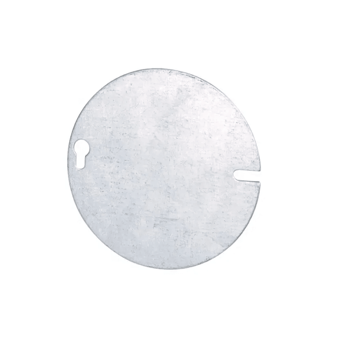4" Octagon Electrical Device Box Blank White Metal Cover - 54C1 - TESCO Building Supplies