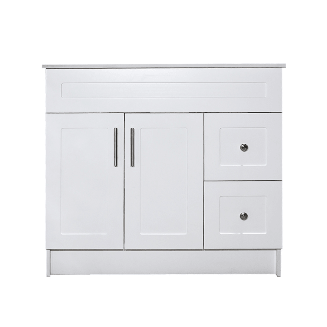 42" White MDF Vanity Base With 2 Drawer - TESCO Building Supplies