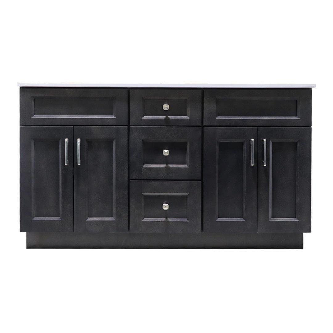 48" Hardwood Black Vanity Base With 6 Drawer - TESCO Building Supplies