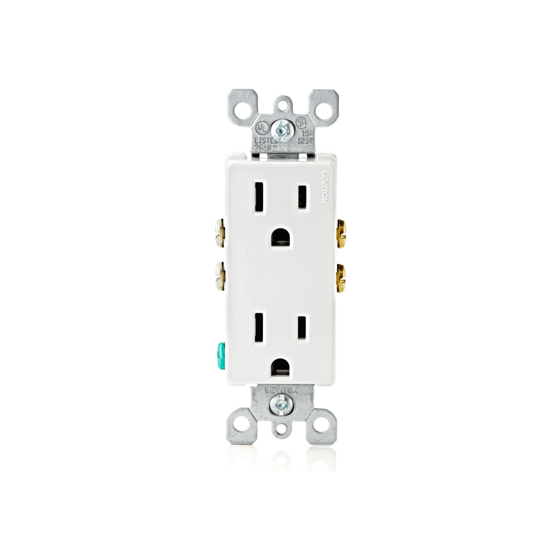 5 Amp Decora Duplex Outlet/Receptacle, Grounding White - 5325-W Leviton
