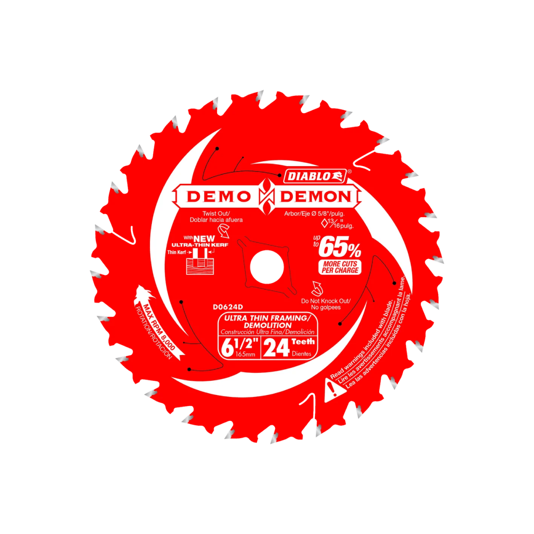 6-1/2 in. 24-Tooth Ultra-Thin Framing/Demolition Saw Blade - D0624DA - TESCO Building Supplies