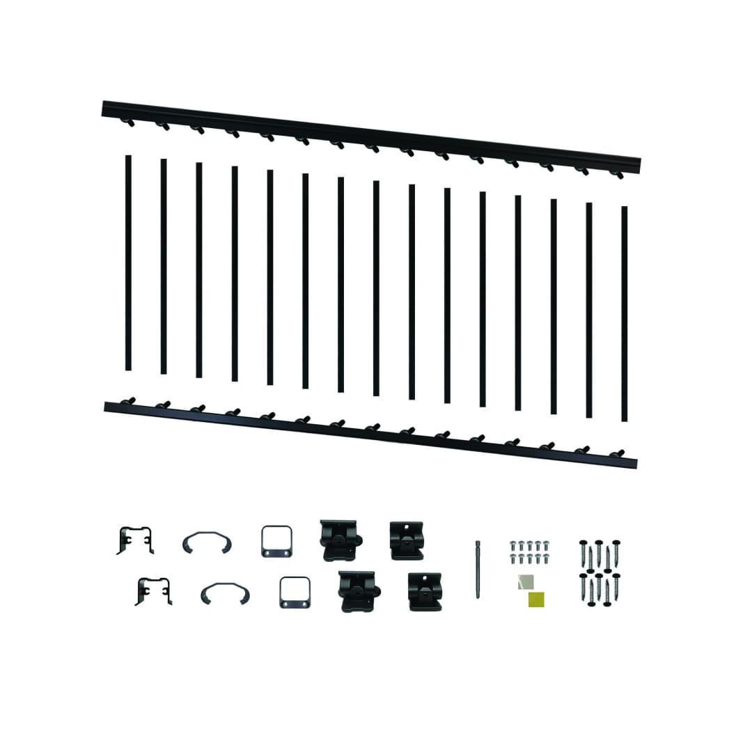6′ Long x 36″ High Black Aluminum Stair Railing Kit - BLSARK636S - TESCO Building Supplies