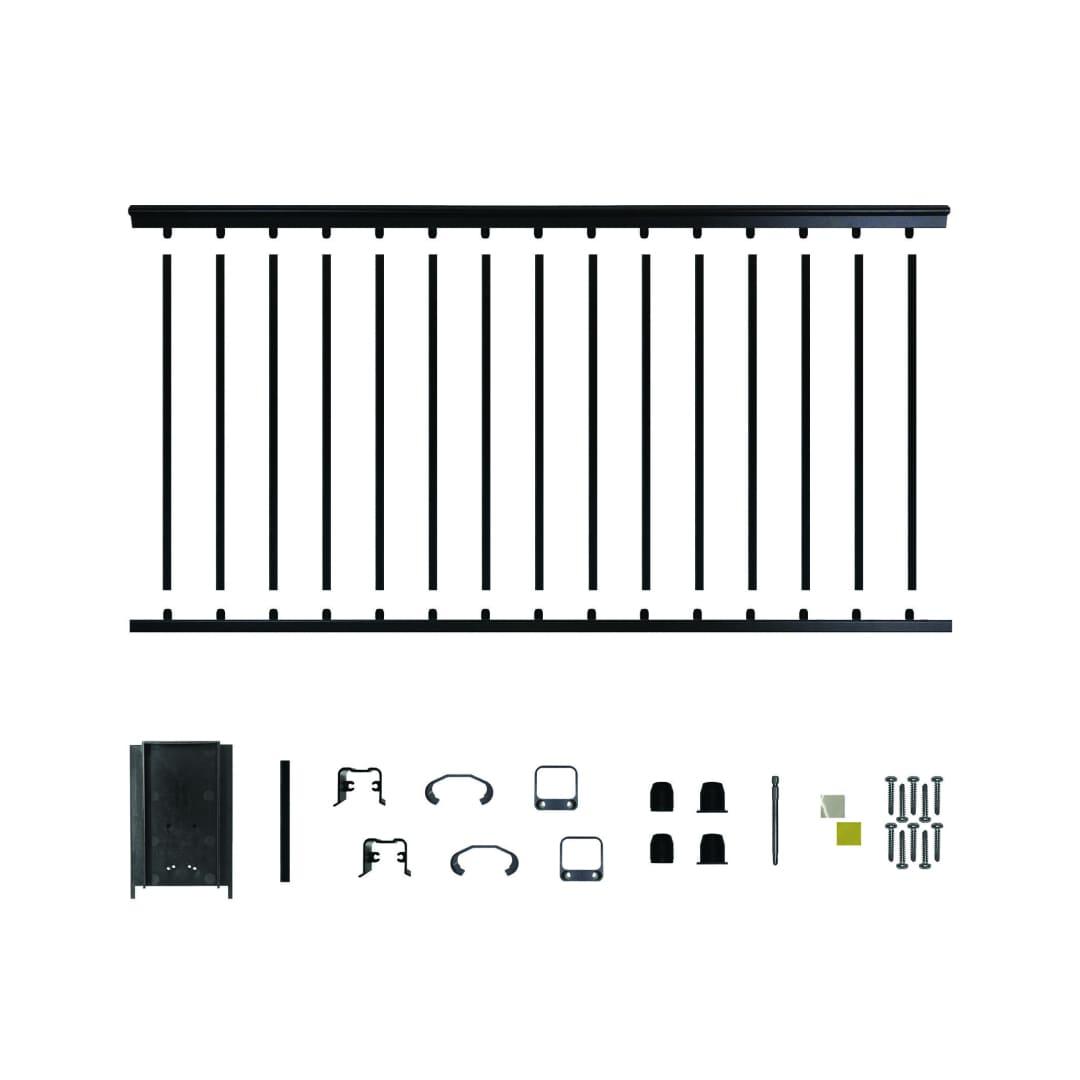 6′ Long x 42″ High Black Aluminum Deck Railing Kit - BLSARK642D - TESCO Building Supplies