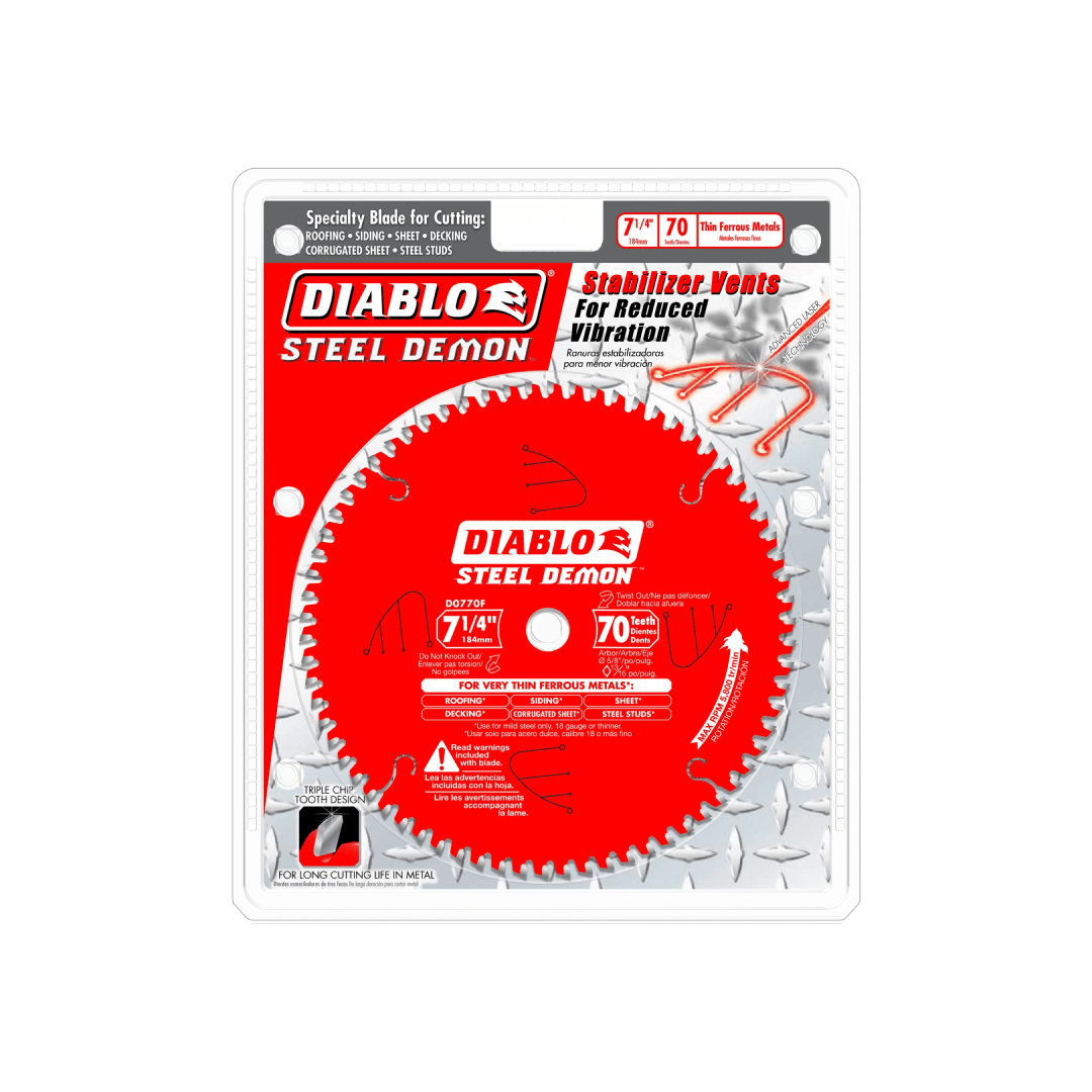 7-1/4 in. x 70 Tooth Steel Demon Carbide-Tipped Saw Blade for Metal - D0770F - TESCO Building Supplies