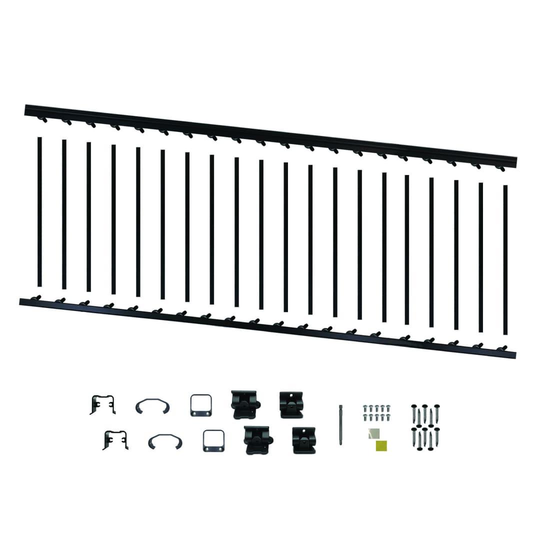 8′ Long x 36″ High Black Aluminum Stair Railing Kit - BLSARK836S - TESCO Building Supplies