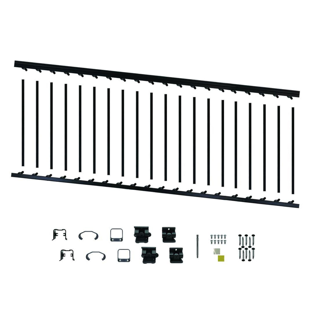 8′ Long x 36″ High Black Aluminum Stair Railing Kit - BLSARK836S - TESCO Building Supplies 