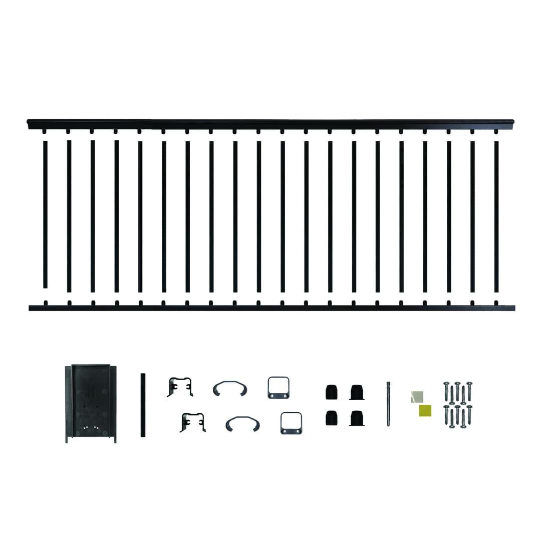 8′ Long x 42″ High Black Aluminum Deck Railing Kit - BLSARK842D - TESCO Building Supplies