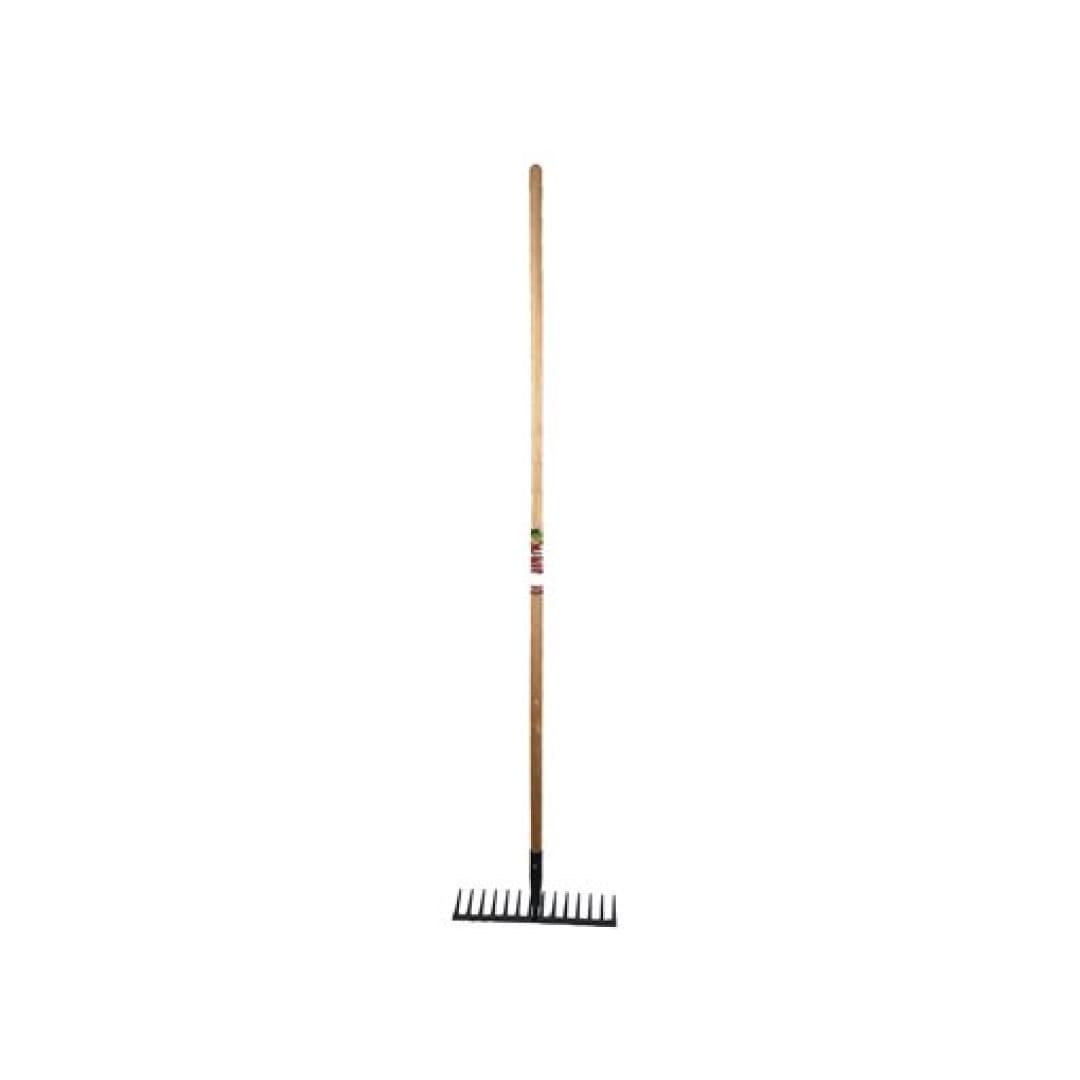Asphalt Levelling Rake 56-1/2in 14-Carbon Steel Tine Hardwood Handle - TESCO Building Supplies