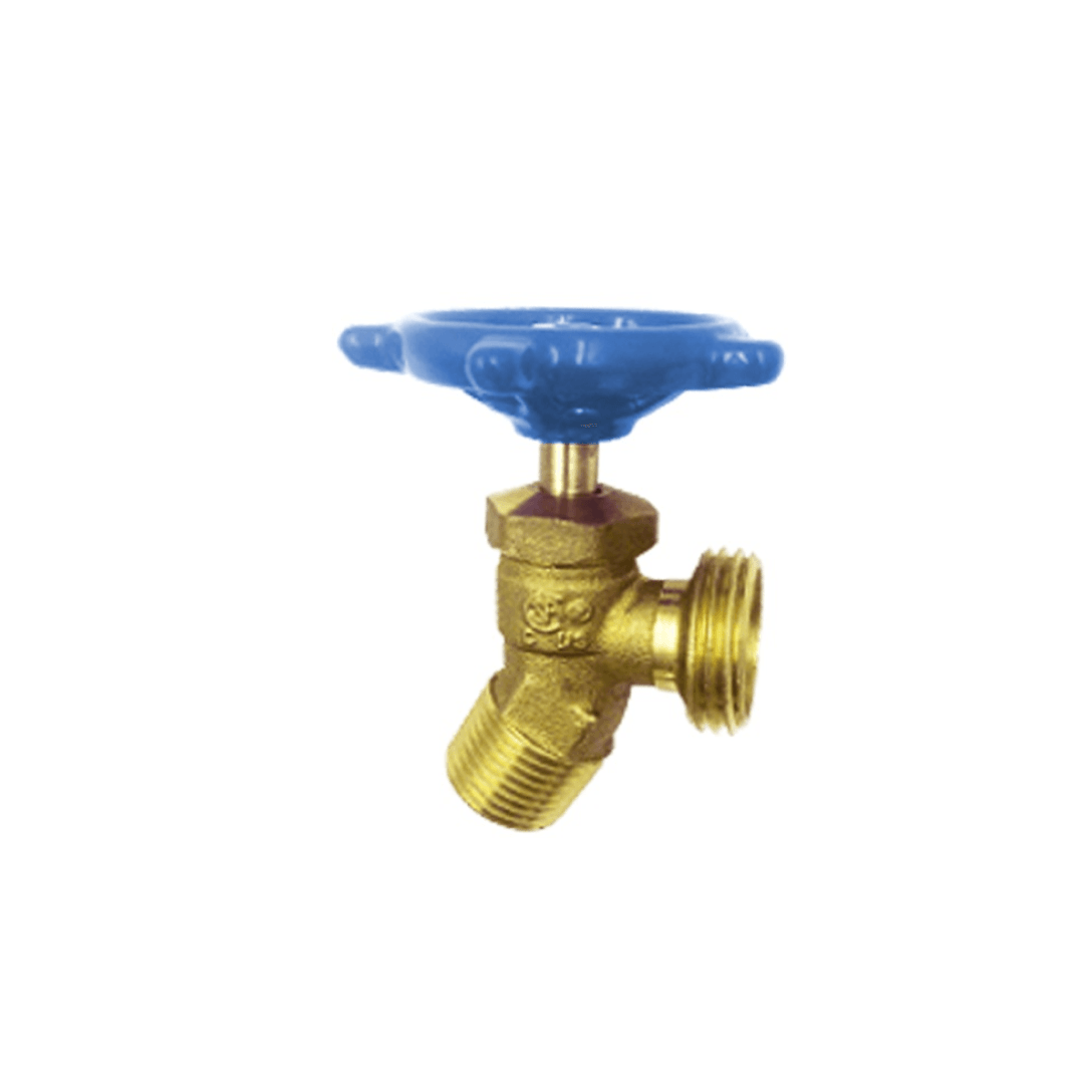 Brass Boiler Drain Valve 1/2"MIP X 3/4"MHT Blue Handle - 6221-101 - TESCO Building Supplies