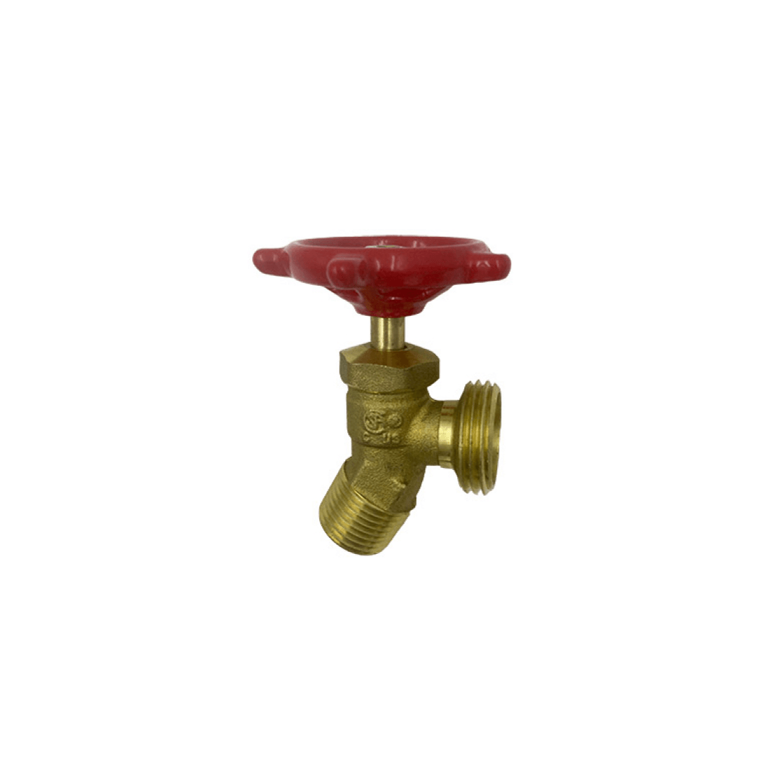 Brass Boiler Drain Valve 1/2"MIP X 3/4"MHT Red Handle - 6221-001 - TESCO Building Supplies