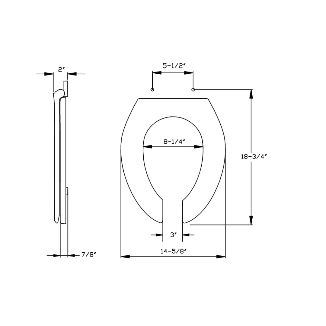 Commercial Standard Elongated Toilet Seats - 620-001 - TESCO Building Supplies