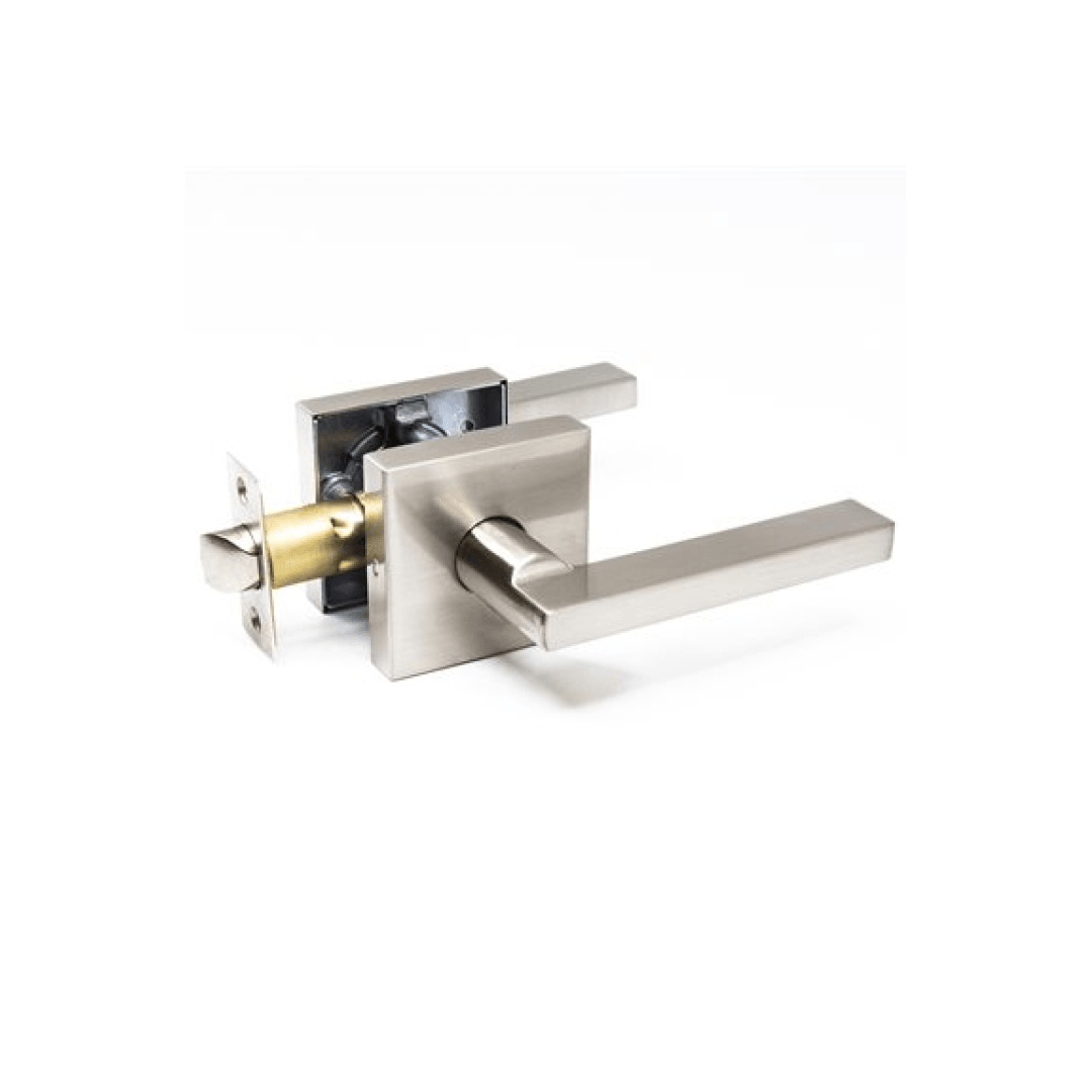 Door Lock Lever Passage Square Satin Nickel - TESCO Building Supplies