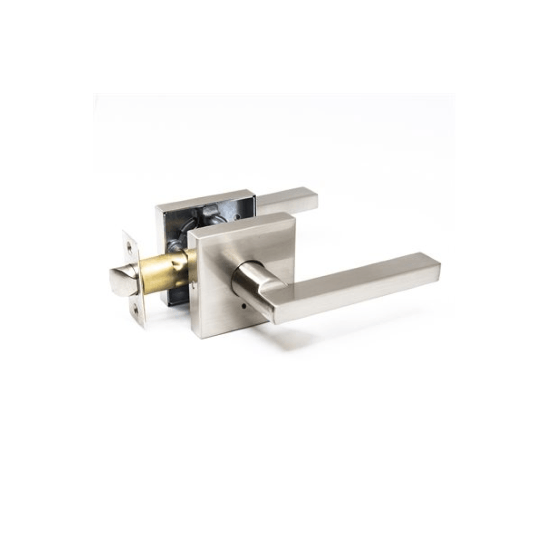 Door Lock Lever Privacy Square Satin Nickel - TESCO Building Supplies