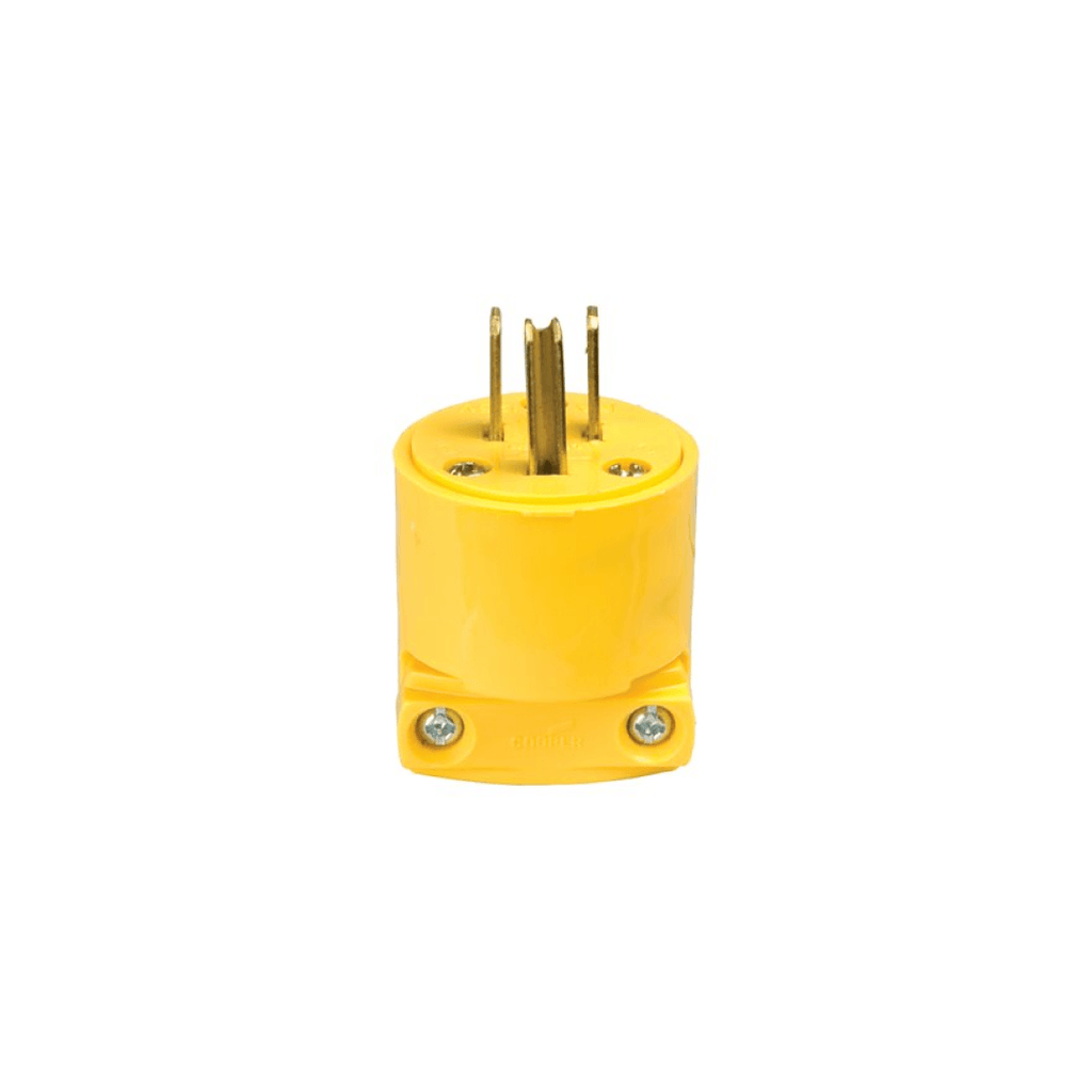 Electrical Grounding Plug Male 15A-125V 3-Wire Vinyl Yellow - TESCO Building Supplies 