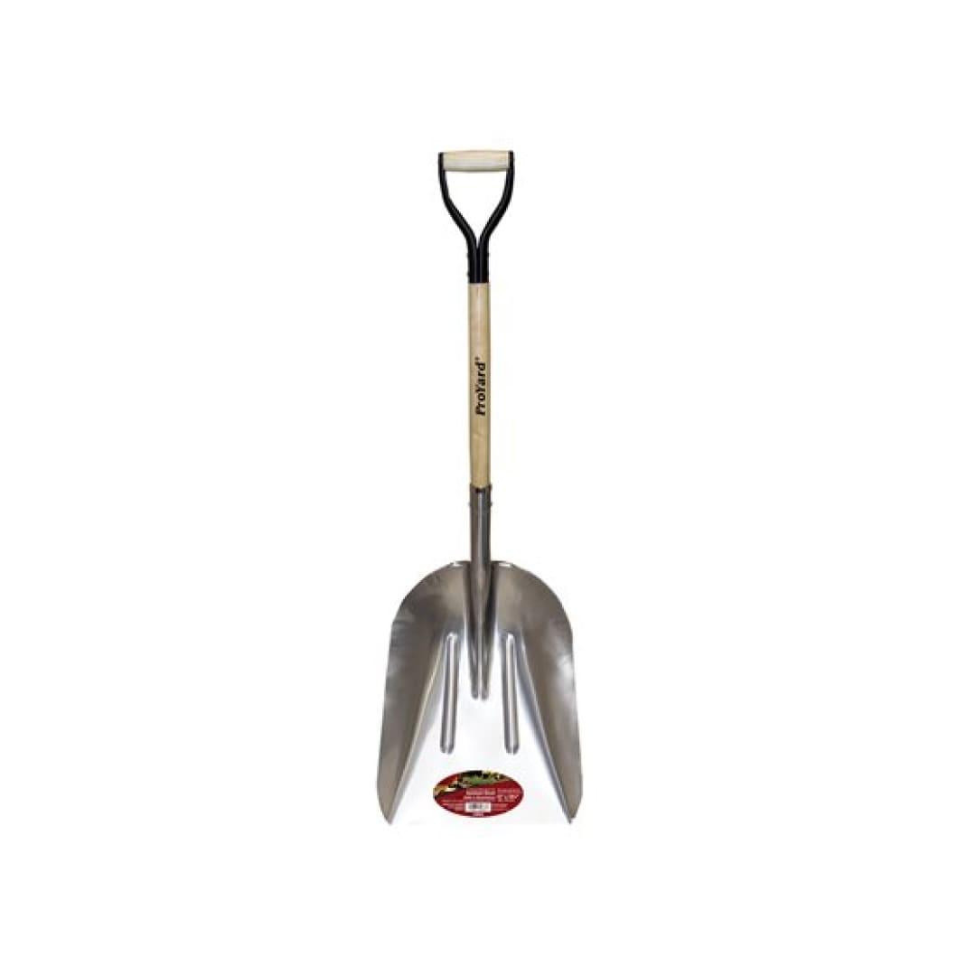 Grain Scoop Shovel 46-1/2in x 14-3/4in Aluminum Blade Wood D-Handle - TESCO Building Supplies