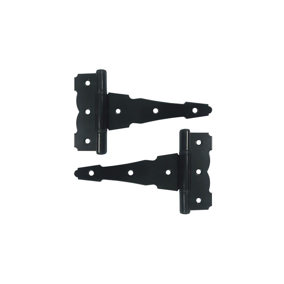 Heavy Duty Decorative 6″ Tee Hinges (2 pcs) | Black Galvanized Steel - HDTH6BLK - TESCO Building Supplies