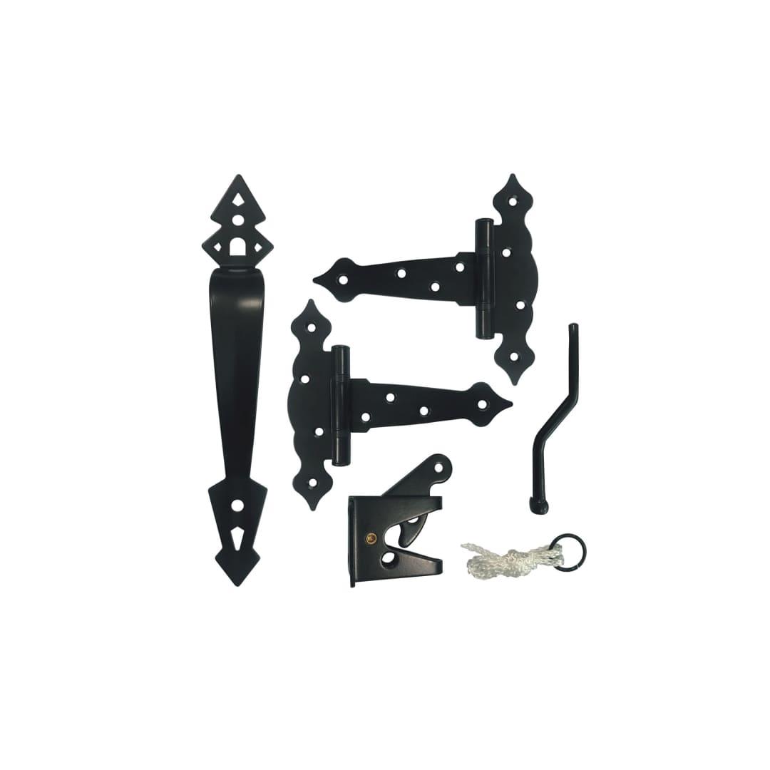 Heavy Duty Decorative Gate Combo Kit | Black Galvanized Steel - HDWGCKH - TESCO Building Supplies