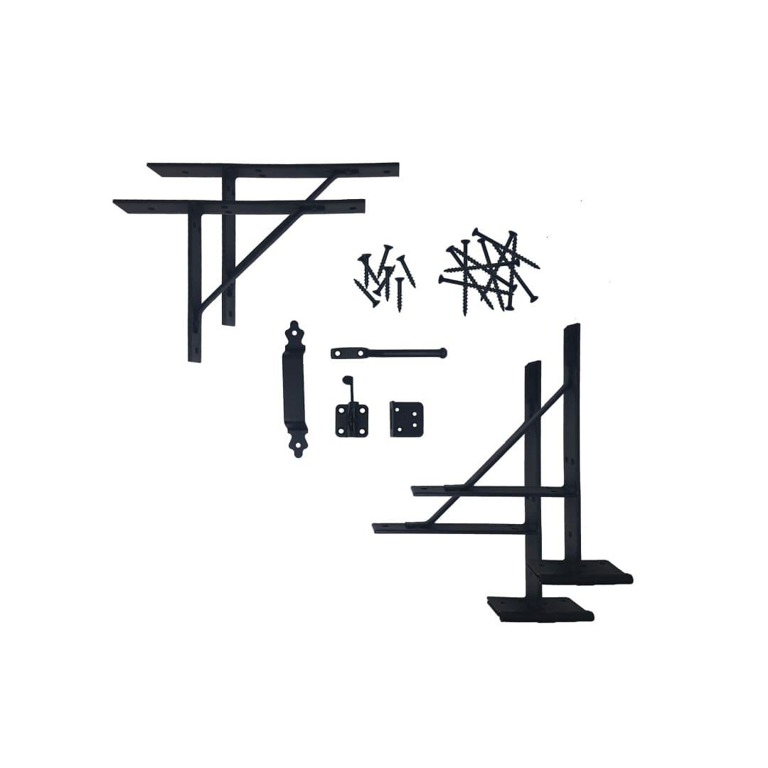 Heavy Duty Gate Corner Frame Brace and Hardware Kit | Black Galvanized Steel - HGCBHK01 - TESCO Building Supplies