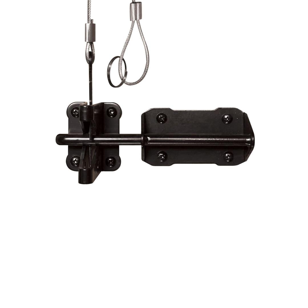 Heavy Duty Latch and Catch with Cable & Ring | Black Galvanized Steel - GLWHD - TESCO Building Supplies