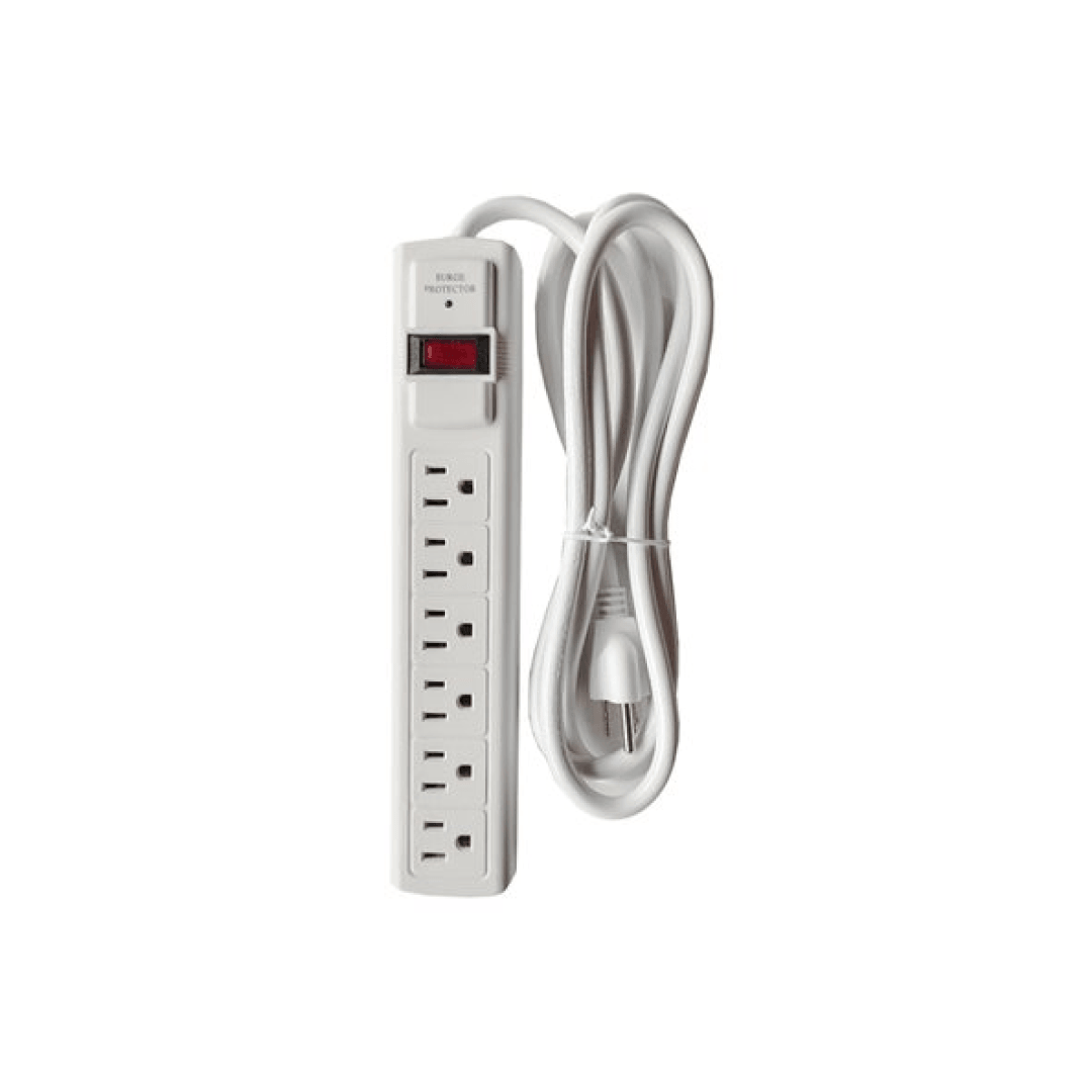 Power Bar with Surge Protection 6 Outlet 280 Joules White 6ft - TESCO Building Supplies