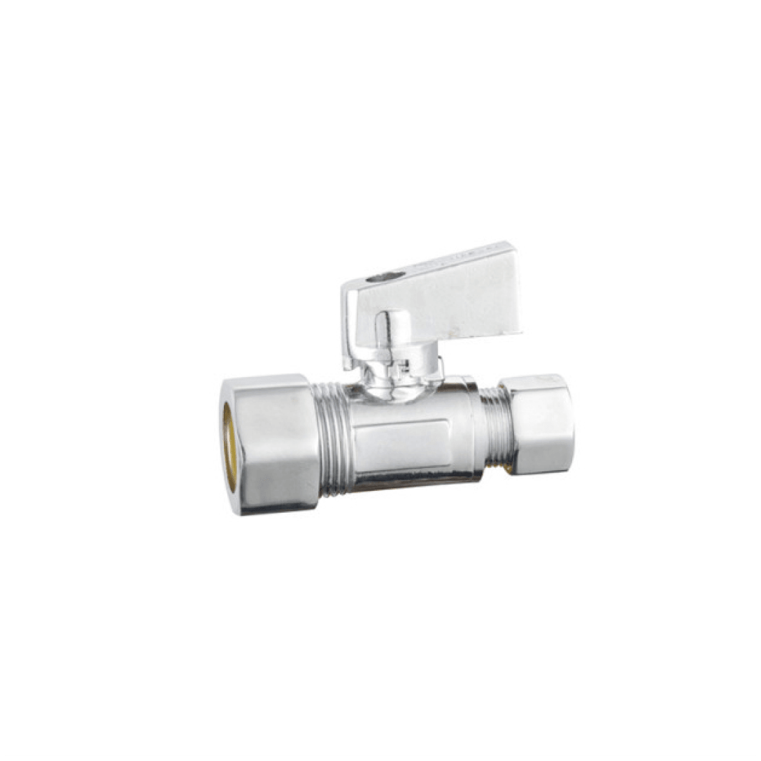 Quarter Turn Straight Stop Valve 3/8 Female Comp x 3/8 OD Comp - Retrofit - 622028-RSV - TESCO Building Supplies
