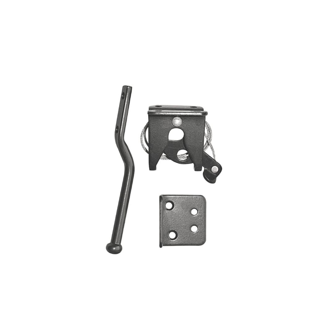 Spring-Loaded Latch and Catch with Cable & Ring | Black Galvanized Steel - LCWSLBLK - TESCO Building Supplies