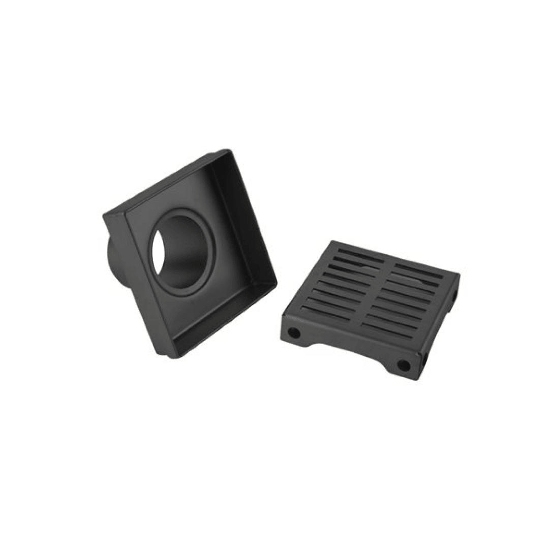 Square Shower Drain Slot Grid 6" x 6" x 2-3/4" Matte Black - 188095 - TESCO Building Supplies