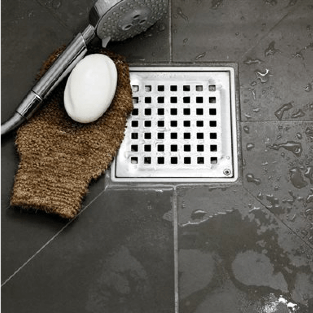 Square Shower Drain Sq. Grid 2in 5-3/32" x 5-3/32" x 3-1/8" - 188062 - TESCO Building Supplies