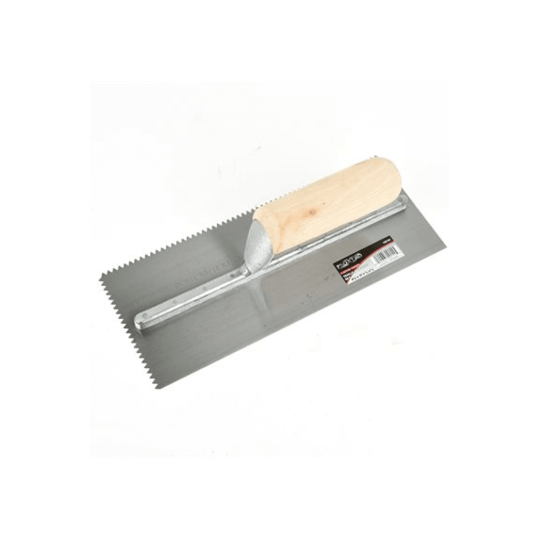 Trowel Notched 11in x 4in (3/16in V Notch) Wooden Handle - TESCO Building Supplies