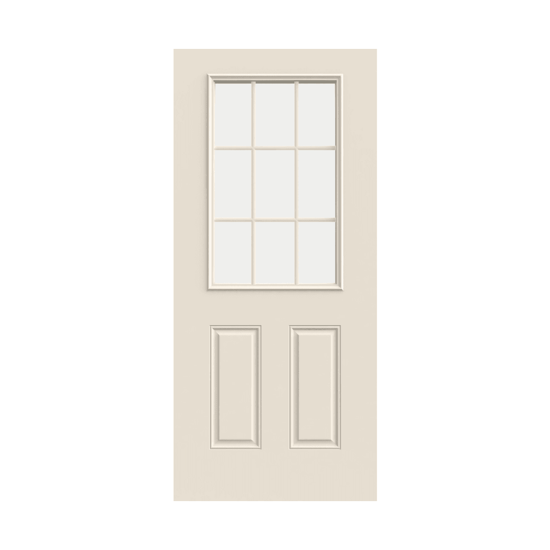 1/2 View 9-Light Glass 2-Panel Steel Exterior Entry Door JELD-WEN