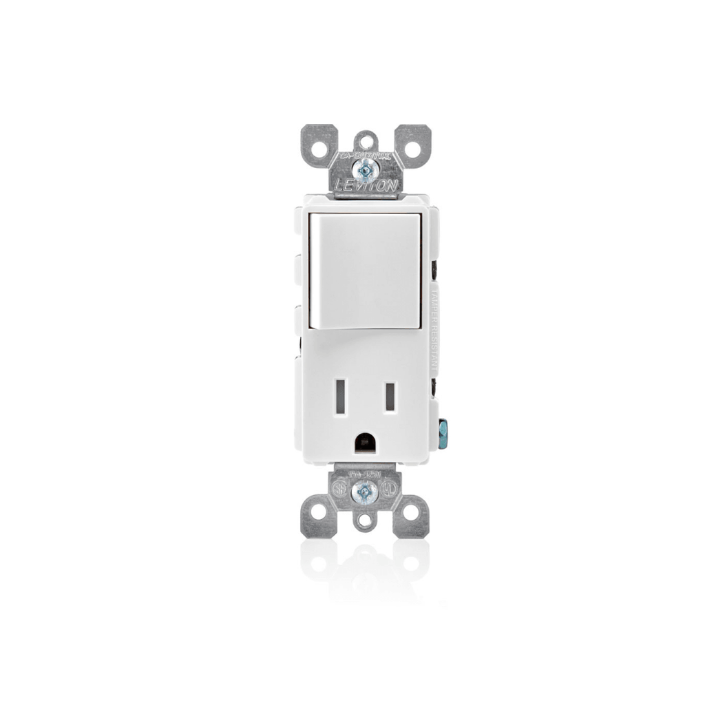 15 Amp Decora Single-Pole Switch / Tamper-Resistant Outlet/Receptacle Combination Device, Grounding - T5625-W Leviton