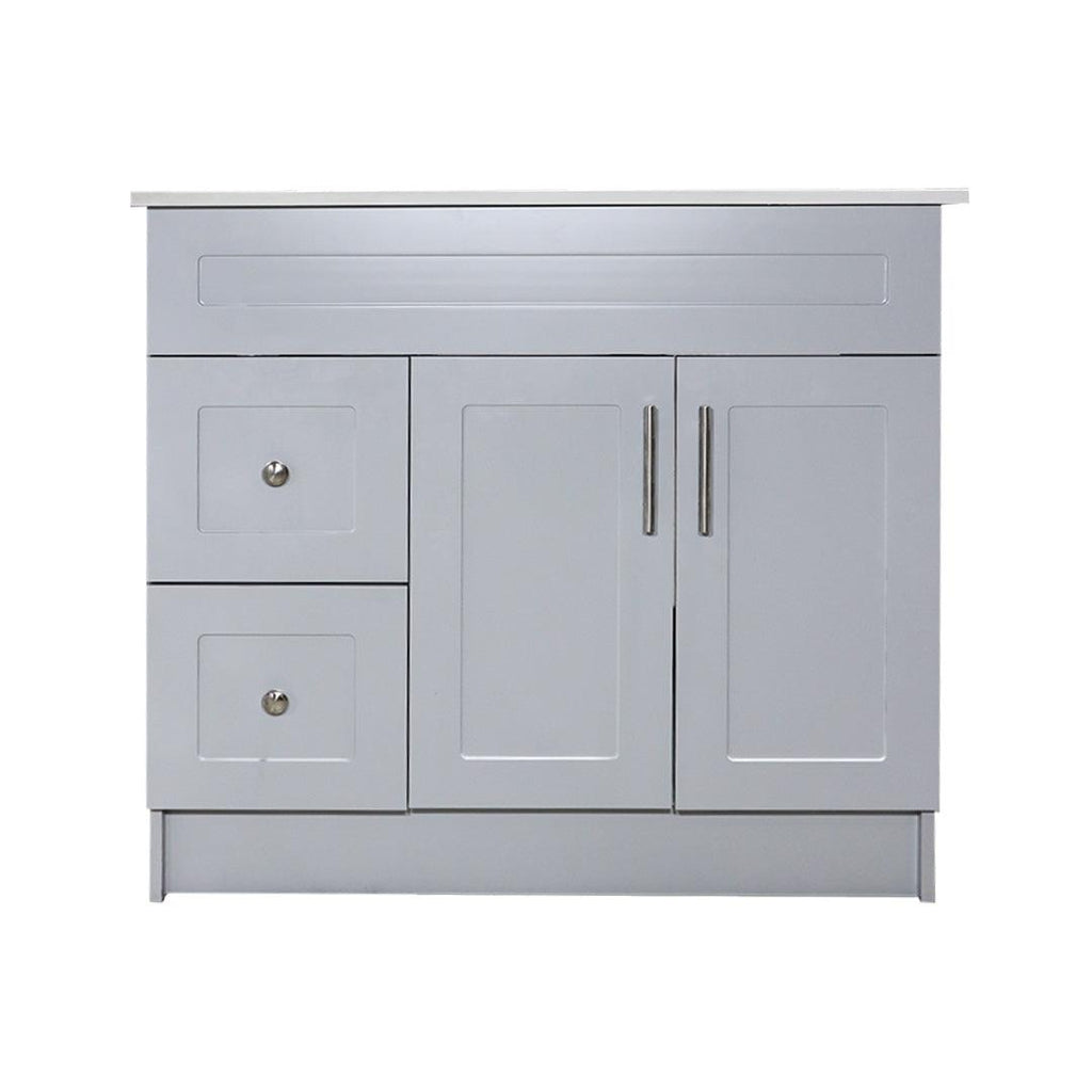 36" Grey MDF Vanity Base With 2 Drawer - TESCO Building Supplies 