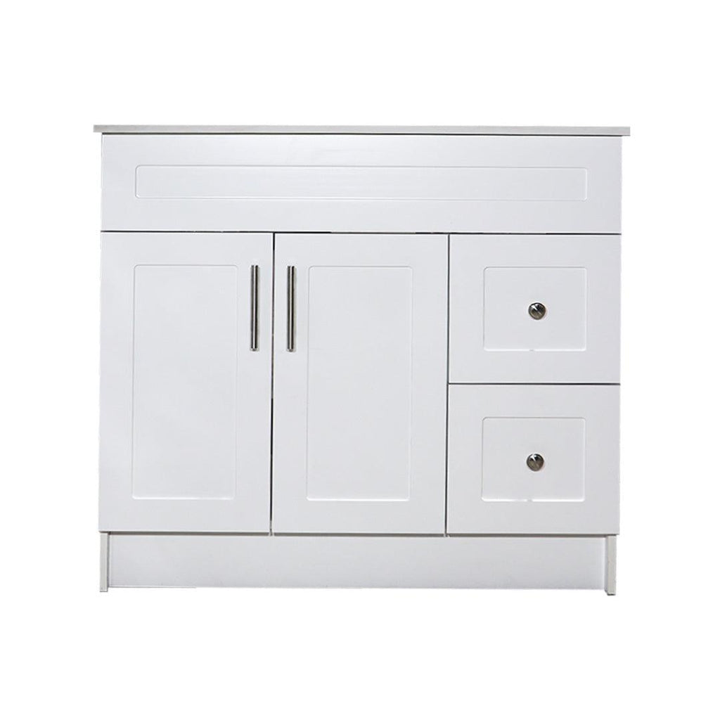 36" White MDF Vanity Base With 2 Drawer - TESCO Building Supplies 